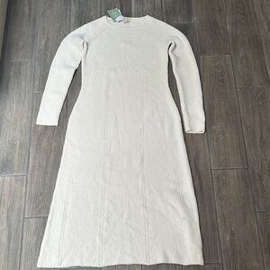 H & M Elegant Cream Knit Dress. NWT. Size Large. Soft & luxurious.